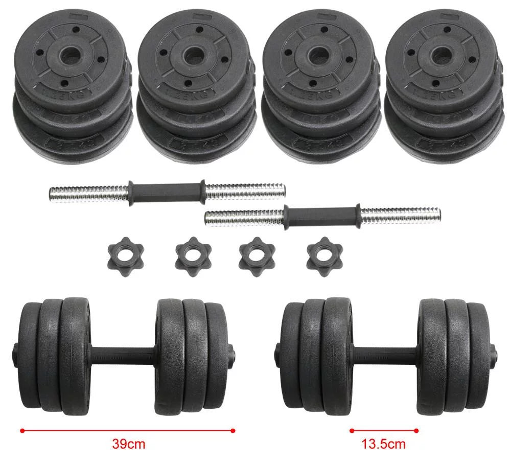 Versatile Black Dumbbell Set: 44LB with Adjustable Weight Plates