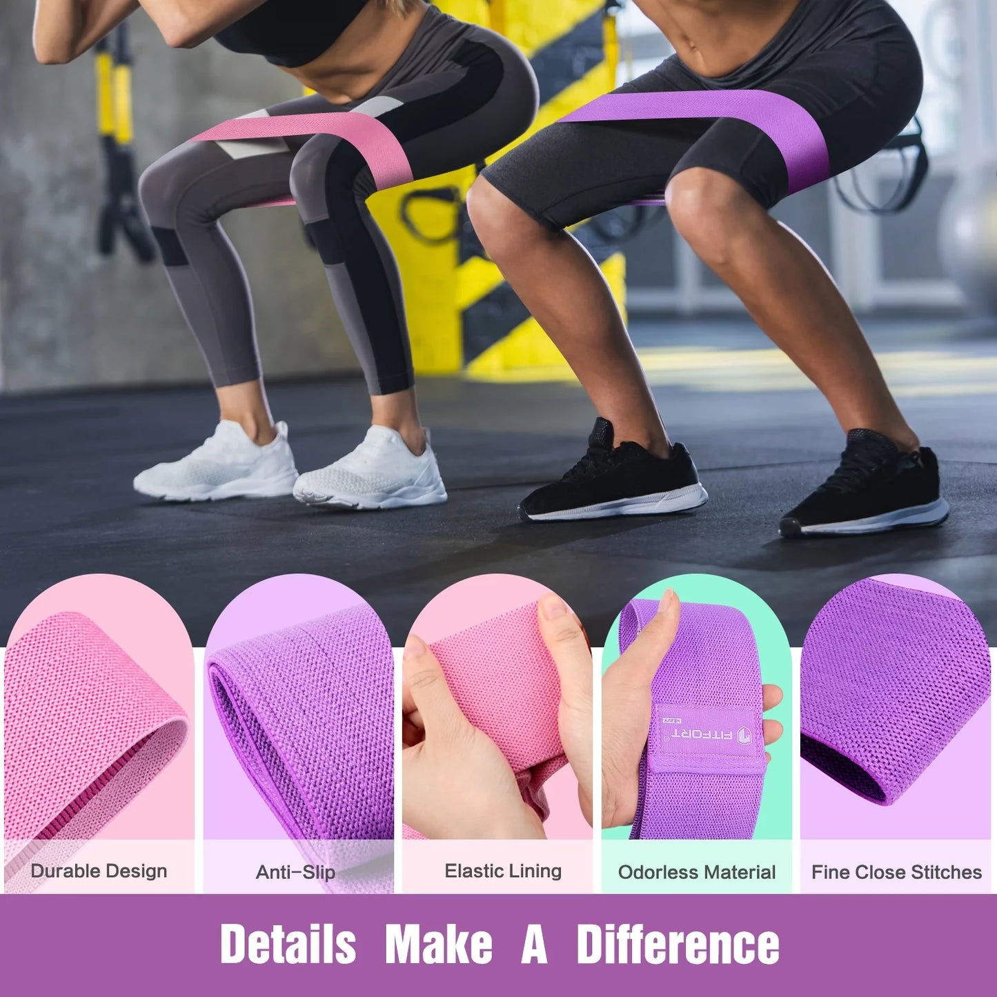 Non-Slip Elastic Booty Bands - Elevate Your Squat, Glute, and Hip Training with 3 Progressive Resistance Levels!