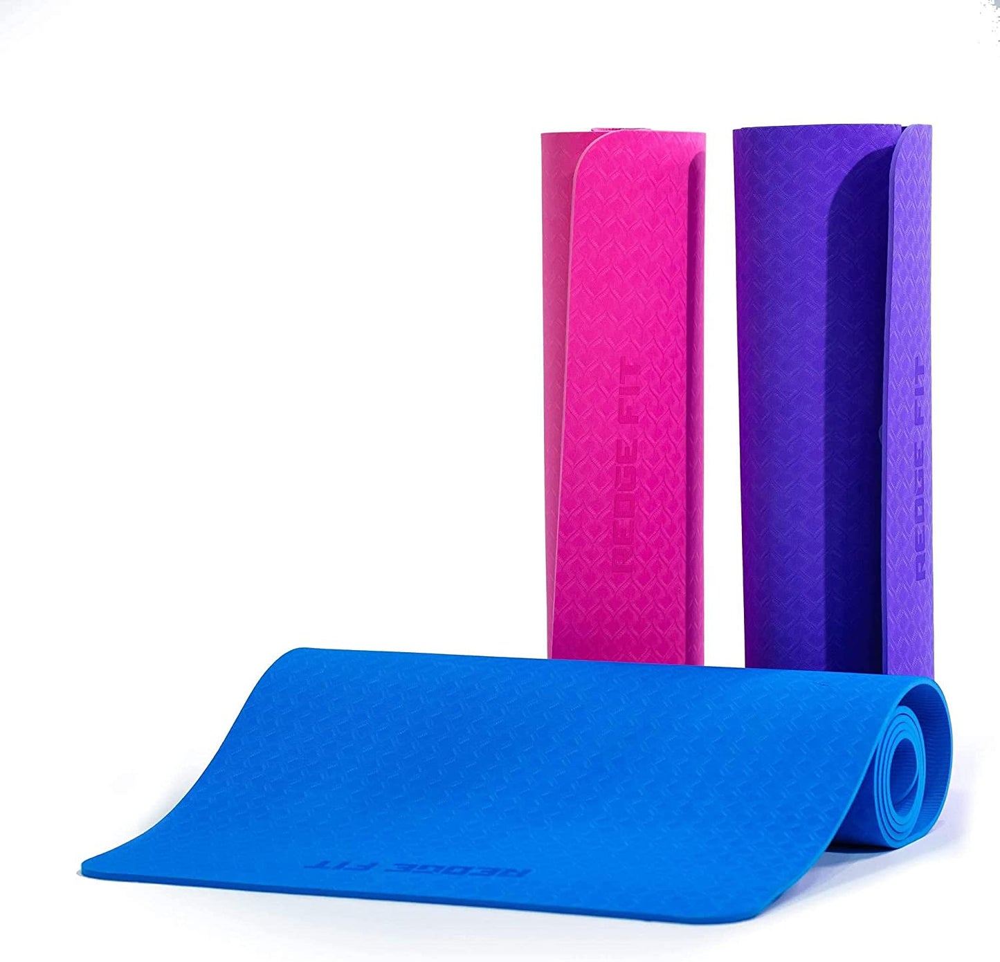 Double-Sided Workout Mat: Premium TPE Material, Multifunctional Design, Includes Carrying Straps!