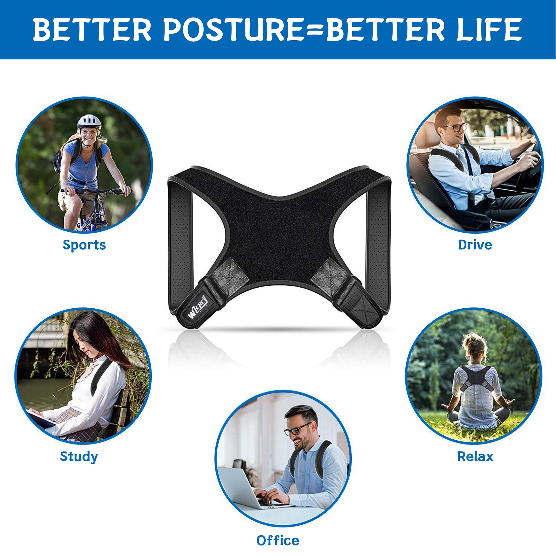 Advanced Posture Corrector: Adjustable Brace with Shoulder Support and Cushioned Pads - Relieve Shoulder, Neck Pain, and Improve Posture