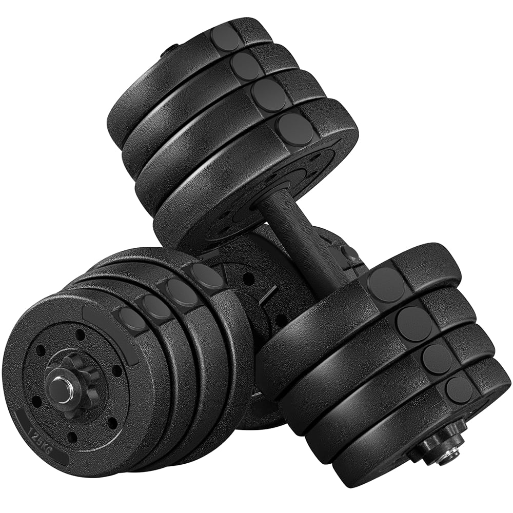 Versatile Black Dumbbell Set: 44LB with Adjustable Weight Plates