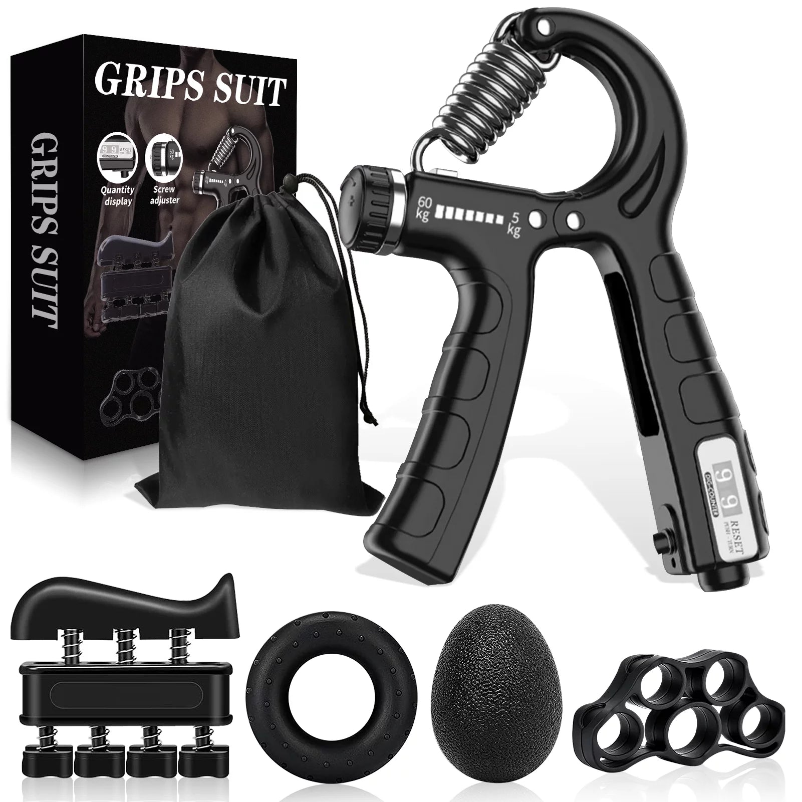 Ultimate Hand Grip Strengthener: 5-in-1 Adjustable Trainer for Finger, Wrist, and Forearm