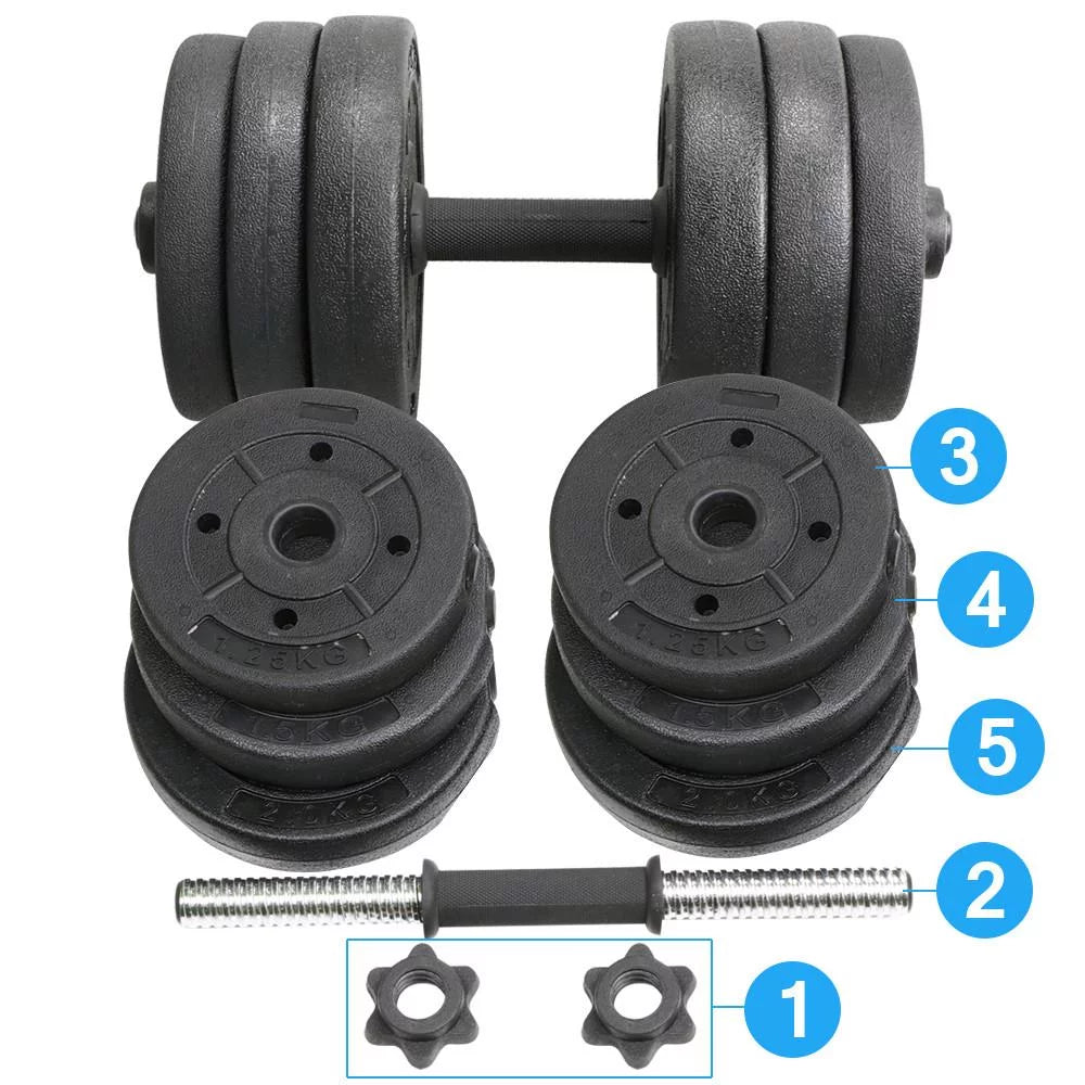 Versatile Black Dumbbell Set: 44LB with Adjustable Weight Plates