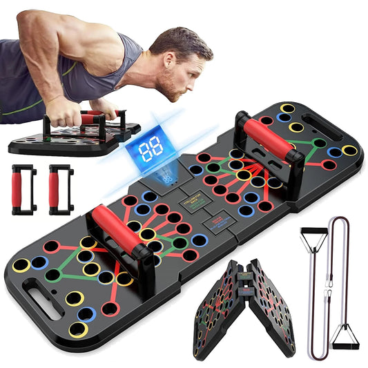 Revolutionary Push-Up Board with Smart Count – 60-in-1 Multi-Function Foldable & Portable Push-Up Bar. Professional Home Gym Equipment for Strength Training