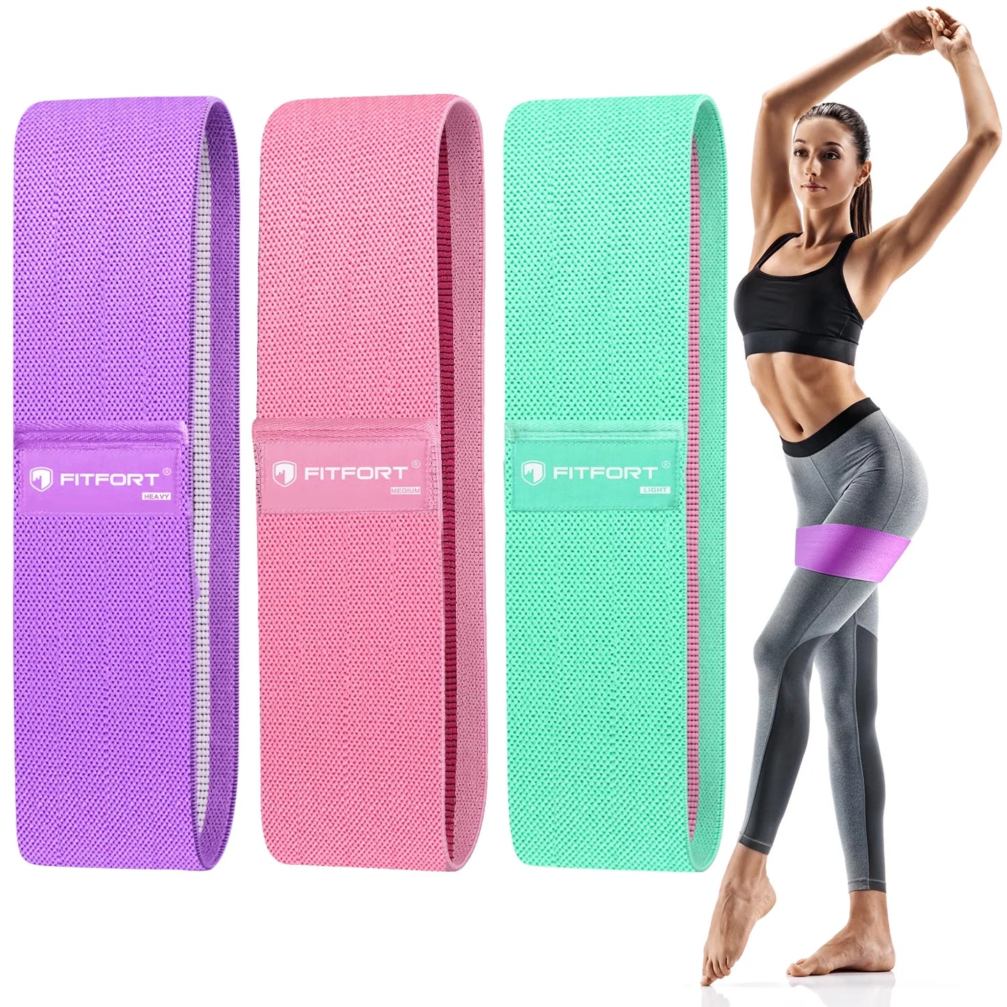 Non-Slip Elastic Booty Bands - Elevate Your Squat, Glute, and Hip Training with 3 Progressive Resistance Levels!