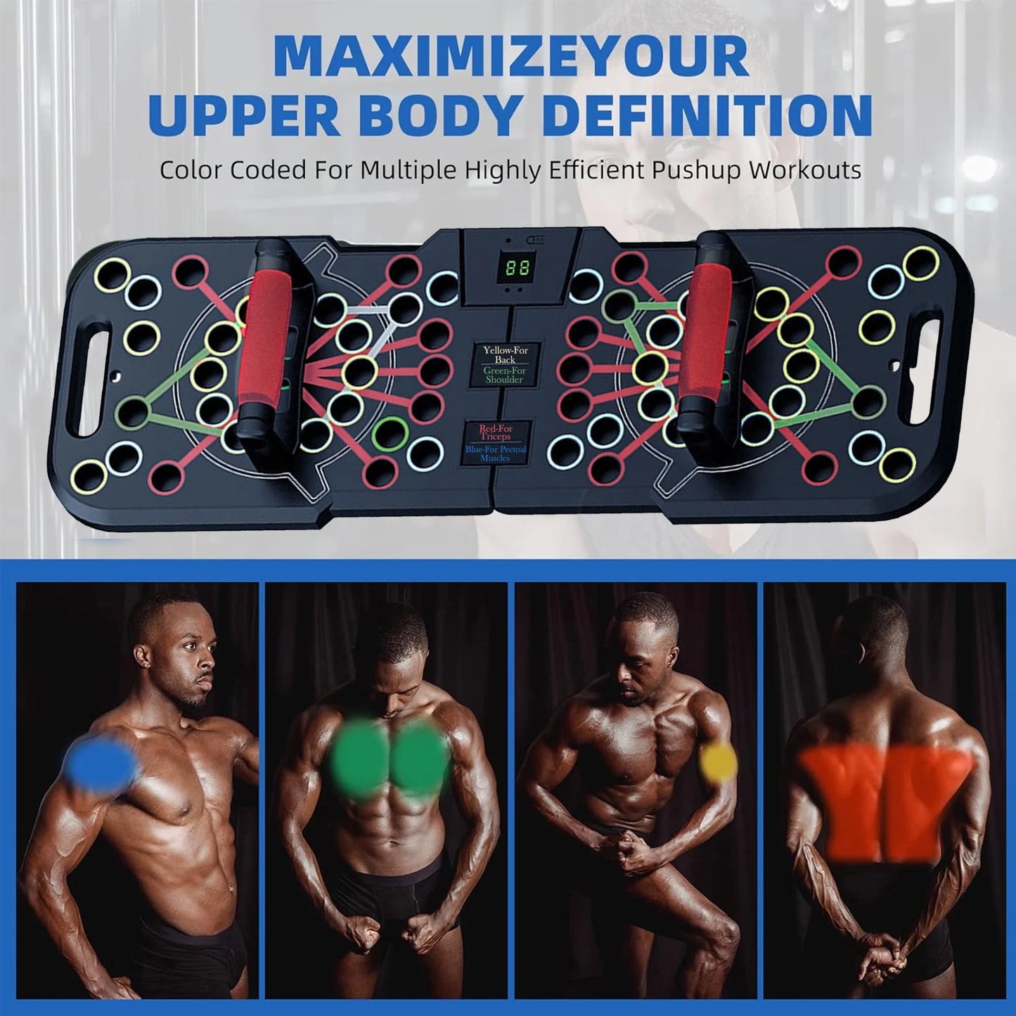 Revolutionary Push-Up Board with Smart Count – 60-in-1 Multi-Function Foldable & Portable Push-Up Bar. Professional Home Gym Equipment for Strength Training