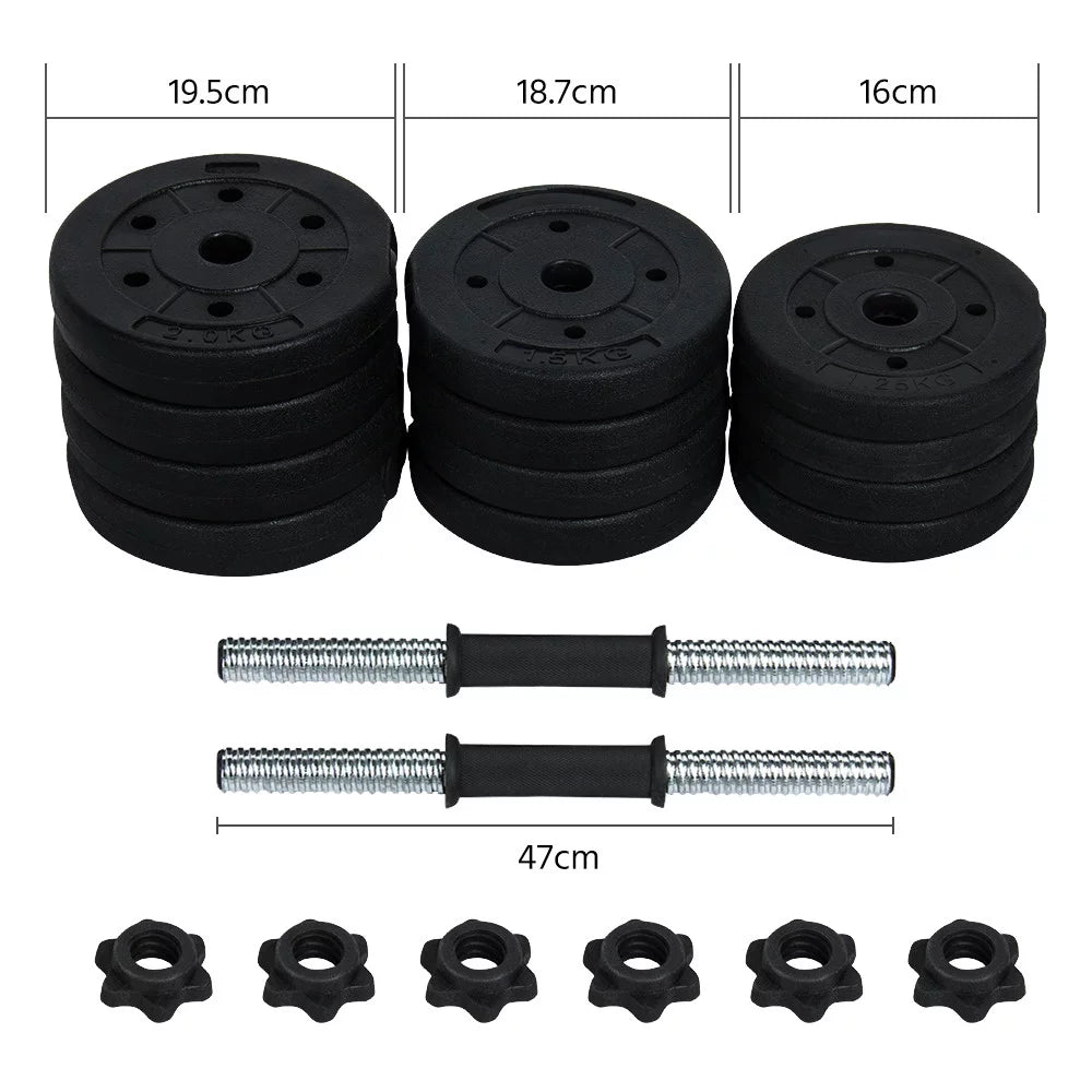 Versatile Black Dumbbell Set: 44LB with Adjustable Weight Plates